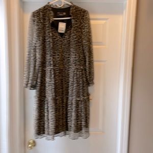 Black gold tan leopard dress